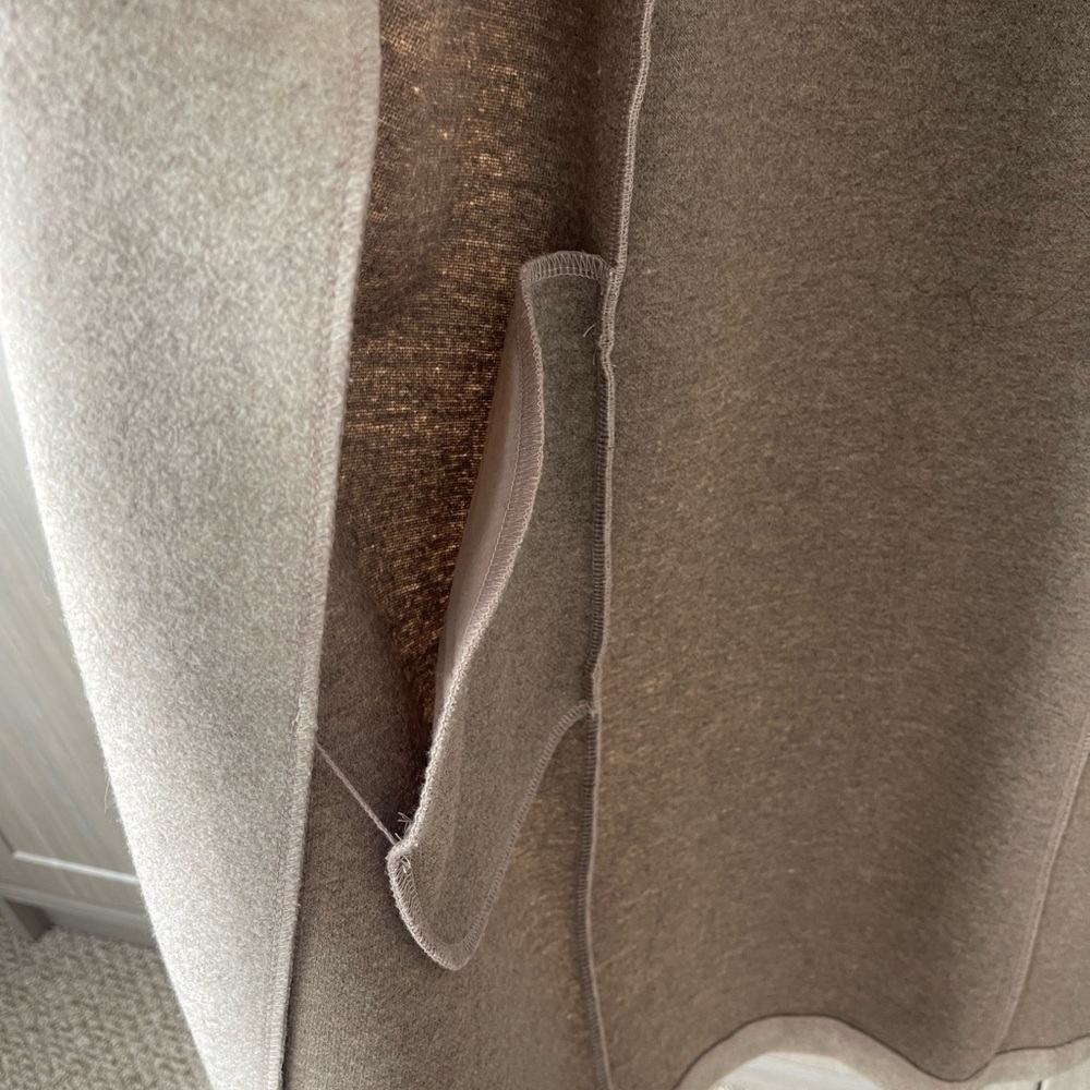 Zara Beige Wool-Blend Long Coat - Picture 4 of 6